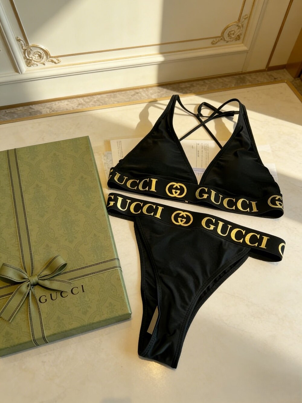 Gucci Black Tape Triangle Bikini Set - Picture 5 of 6